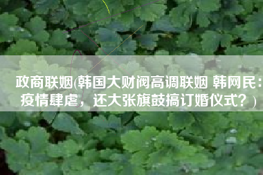 政商联姻(韩国大财阀高调联姻 韩网民：疫情肆虐，还大张旗鼓搞订婚仪式？)