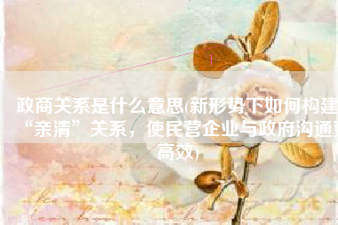 政商关系是什么意思(新形势下如何构建“亲清”关系，使民营企业与政府沟通更高效)