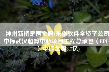 神州新桥是国企吗(东华软件全资子公司中标武汉超算中心项目工程总承包（EPCO）中标金额8.7亿)