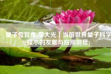 量子位智库(李大光｜当前世界量子科学技术的发展与应用前景)