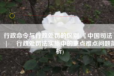 行政命令与行政处罚的区别(《中国司法》 | ​行政处罚法实施中的重点难点问题简析)