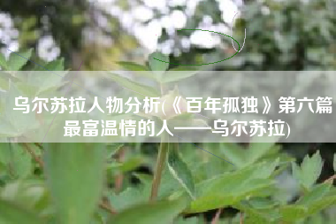 乌尔苏拉人物分析(《百年孤独》第六篇：最富温情的人——乌尔苏拉)