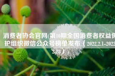 消费者协会官网(第10期全国消费者权益保护组织微信公众号榜单发布（2022.2.1-2022.2.28）)