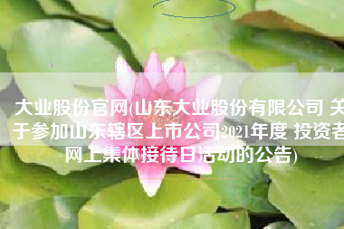 大业股份官网(山东大业股份有限公司 关于参加山东辖区上市公司2021年度 投资者网上集体接待日活动的公告)