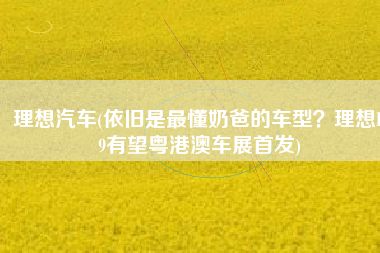 理想汽车(依旧是最懂奶爸的车型？理想L9有望粤港澳车展首发)