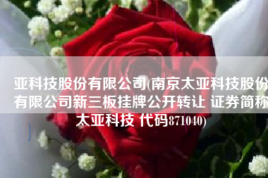亚科技股份有限公司(南京太亚科技股份有限公司新三板挂牌公开转让 证券简称太亚科技 代码871040)