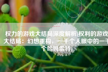 权力的游戏大结局深度解析(权利的游戏大结局：幻想重构，一千个人眼中的一千个哈姆雷特)