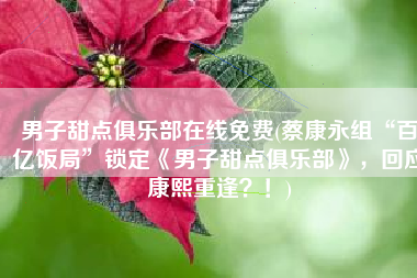 男子甜点俱乐部在线免费(蔡康永组“百亿饭局”锁定《男子甜点俱乐部》，回应康熙重逢？！)