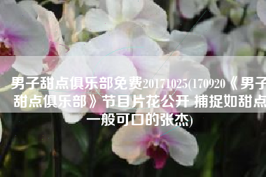 男子甜点俱乐部免费20171025(170920《男子甜点俱乐部》节目片花公开 捕捉如甜点一般可口的张杰)