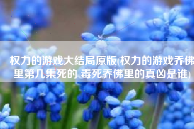 权力的游戏大结局原版(权力的游戏乔佛里第几集死的 毒死乔佛里的真凶是谁)