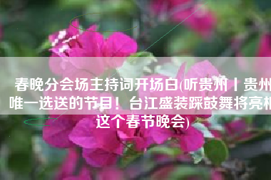 春晚分会场主持词开场白(听贵州丨贵州唯一选送的节目！台江盛装踩鼓舞将亮相这个春节晚会)