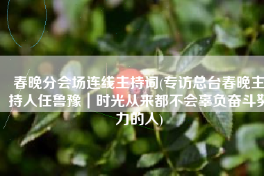 春晚分会场连线主持词(专访总台春晚主持人任鲁豫｜时光从来都不会辜负奋斗努力的人)