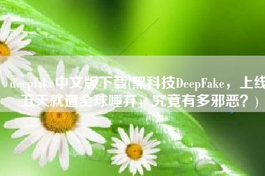 deepfake中文版下载(黑科技DeepFake，上线五天就遭全球唾弃，究竟有多邪恶？)