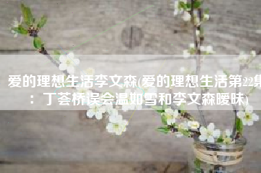 爱的理想生活李文森(爱的理想生活第22集：丁荟桥误会温如雪和李文森暧昧)