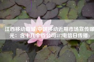 江西移动商城(中国移动近期市场宣传曝光：含十几个省公司517电信日传播)
