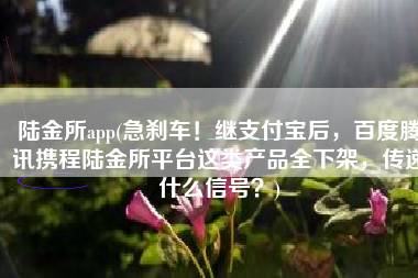 陆金所app(急刹车！继支付宝后，百度腾讯携程陆金所平台这类产品全下架，传递什么信号？)