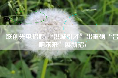 联创光电招聘(“洪城引才”出重磅“昌响未来”展新招)