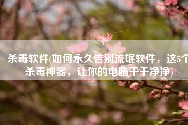 杀毒软件(如何永久告别流氓软件，这5个杀毒神器，让你的电脑干干净净)