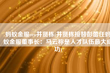 蚂蚁金服ceo井贤栋(井贤栋接替彭蕾任蚂蚁金服董事长：马云称是人才队伍最大成功)