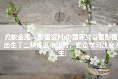 蚂蚁金服ceo彭雷资料(中国新女首富彭蕾：出生于三峡库区小山村，勤奋学习改变人生)