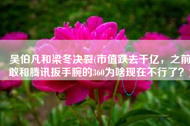 吴伯凡和梁冬决裂(市值跌去千亿，之前敢和腾讯扳手腕的360为啥现在不行了？)