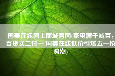 国美在线网上商城官网(家电满千减百，百货买二付一 国美在线低价引爆五一抢购潮)