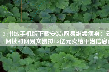 3g书城手机版下载安装(网易继续瘦身：云阅读和网易文漫拟1.5亿元卖给平治信息)