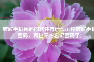 破解手机密码的软件有什么(10秒破解手机密码，再也不怕忘记密码了)