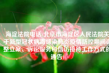 海淀法院电话(北京市海淀区人民法院关于新型冠状病毒感染肺炎疫情防控期间调整立案、诉讼服务和信访接待工作方式的通告)
