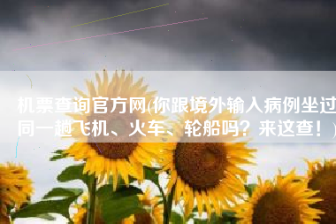 机票查询官方网(你跟境外输入病例坐过同一趟飞机、火车、轮船吗？来这查！)