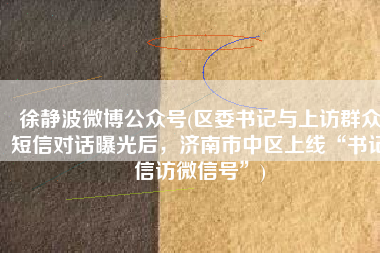 徐静波微博公众号(区委书记与上访群众短信对话曝光后，济南市中区上线“书记信访微信号”)