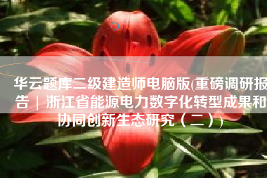 华云题库二级建造师电脑版(重磅调研报告 | 浙江省能源电力数字化转型成果和协同创新生态研究（二）)