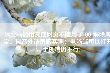 网络qq能用其他网页不能用了(QQ 解除淘宝、抖音外链屏蔽实测：电脑端可以打开，手机端仍不行)