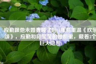 应勤跟他未婚妻睡了吗(4年后重温《欢乐颂》，应勤和邱莹莹的婚姻里，藏着3个巨大隐患)
