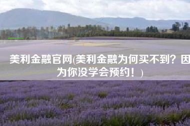 美利金融官网(美利金融为何买不到？因为你没学会预约！)