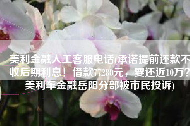 美利金融人工客服电话(承诺提前还款不收后期利息！借款77280元，要还近10万？美利车金融岳阳分部被市民投诉)
