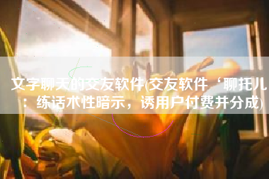 文字聊天的交友软件(交友软件‘聊托儿’：练话术性暗示，诱用户付费并分成)