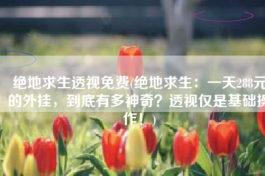 绝地求生透视免费(绝地求生：一天288元的外挂，到底有多神奇？透视仅是基础操作！)