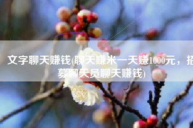 文字聊天赚钱(聊天赚米一天赚1000元，招募聊天员聊天赚钱)