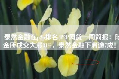 泰然金融在p2p排名(P2P网贷一周简报：陆金所成交大涨31%，泰然金融下滑逾7成！)