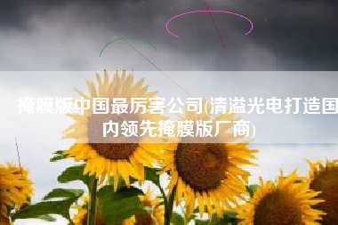 掩膜版中国最厉害公司(清溢光电打造国内领先掩膜版厂商)