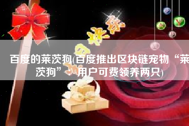 百度的莱茨狗(百度推出区块链宠物“莱茨狗”：用户可费领养两只)