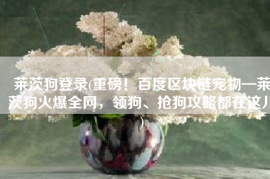 莱茨狗登录(重磅！百度区块链宠物—莱茨狗火爆全网，领狗、抢狗攻略都在这儿)