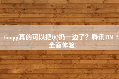 timqq(真的可以把QQ扔一边了？腾讯TIM 2.0全面体验)