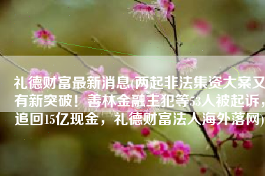 礼德财富最新消息(两起非法集资大案又有新突破！善林金融主犯等53人被起诉，追回15亿现金，礼德财富法人海外落网)