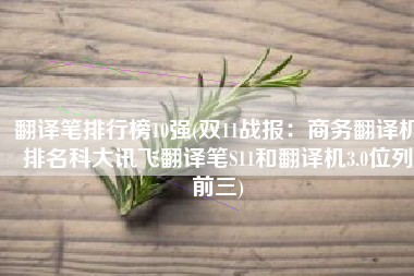 翻译笔排行榜10强(双11战报：商务翻译机排名科大讯飞翻译笔S11和翻译机3.0位列前三)
