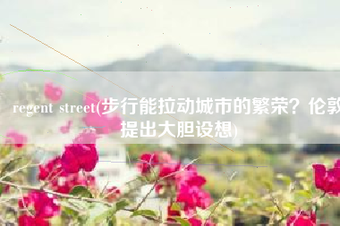regent street(步行能拉动城市的繁荣？伦敦提出大胆设想)