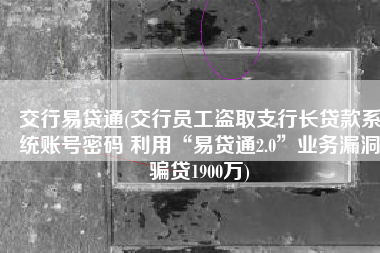交行易贷通(交行员工盗取支行长贷款系统账号密码 利用“易贷通2.0”业务漏洞骗贷1900万)