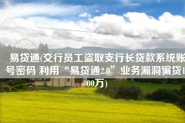 易贷通(交行员工盗取支行长贷款系统账号密码 利用“易贷通2.0”业务漏洞骗贷1900万)