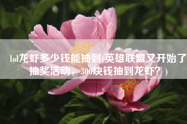 lol龙虾多少钱能抽到(英雄联盟又开始了抽奖活动，300块钱抽到龙虾？)